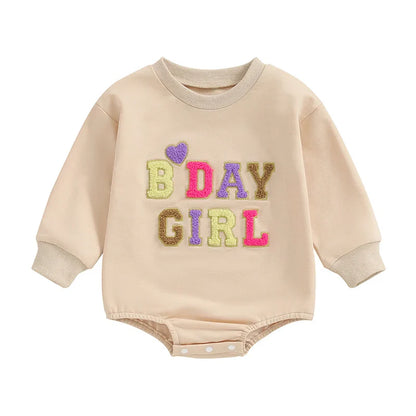 Birthday Chenille Letter Baby Bodysuit