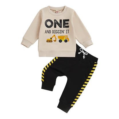 Diggin' It Construction Truck Birthday Long Sleeve Toddler Set