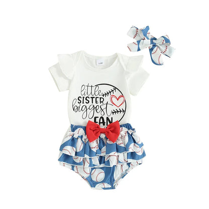 Little Sister Baseball Baby Set
