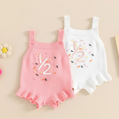 Half Birthday Embroidered Sprinkle Baby Romper