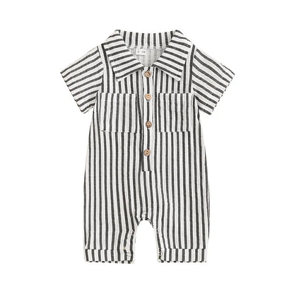 Striped Collared Baby Jumpsuit