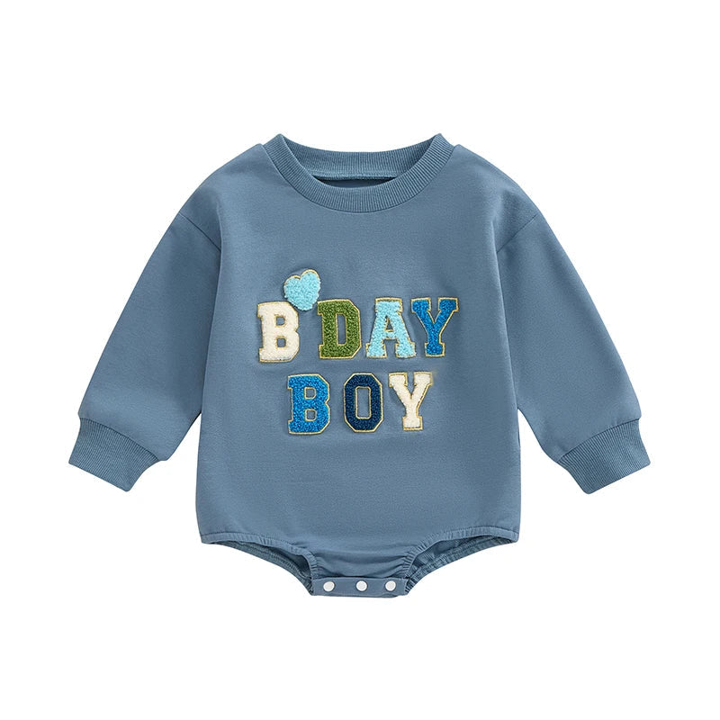 Birthday Chenille Letter Baby Bodysuit