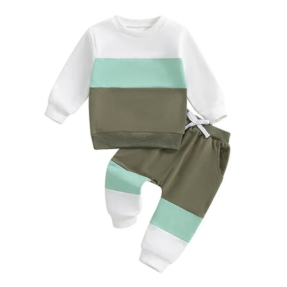 Color Block Neutral Long Sleeve Baby Set