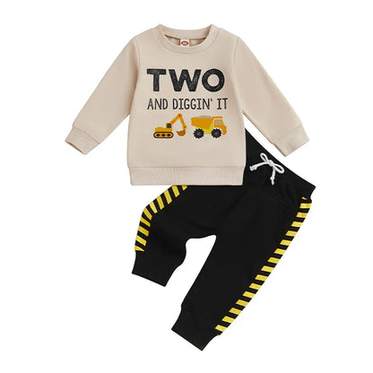 Diggin' It Construction Truck Birthday Long Sleeve Toddler Set