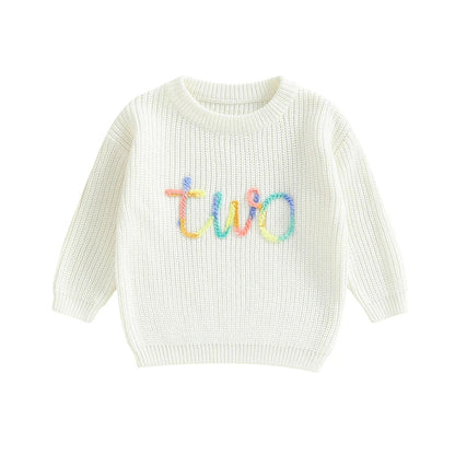 Birthday Rainbow Embroidery Toddler Sweater