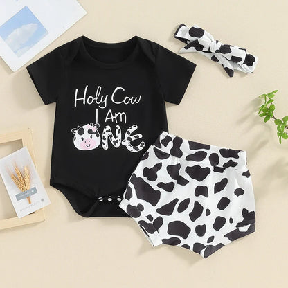 Holy Cow I'm ONE Short Sleeve Baby Set