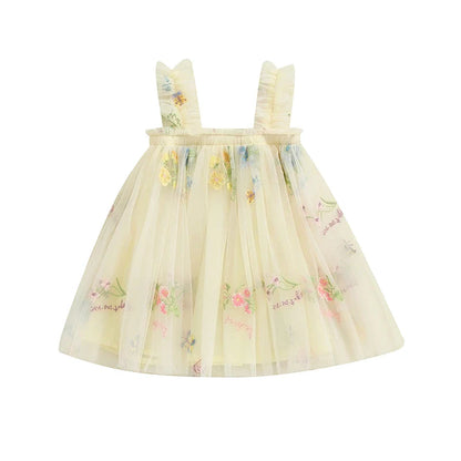 Embroidered Floral Tulle Princess Dress