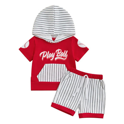 Play Ball Pinstripe Hooded Toddler Set