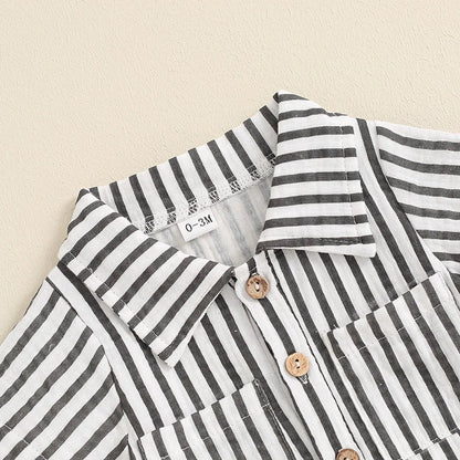 Striped Collared Baby Jumpsuit