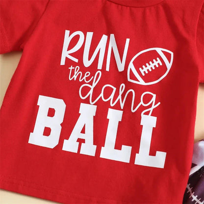 Toddler Girl Short Sleeve Run The Ball Football Set