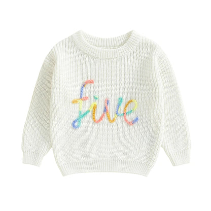 Birthday Rainbow Embroidery Toddler Sweater