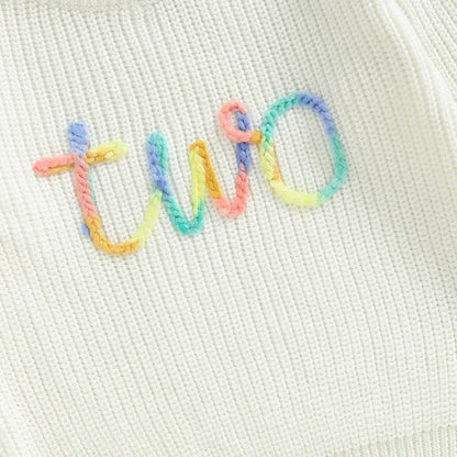 Birthday Rainbow Embroidery Toddler Sweater