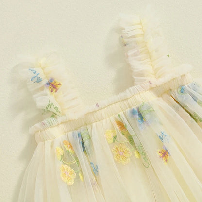 Embroidered Floral Tulle Princess Dress