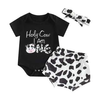 Holy Cow I'm ONE Short Sleeve Baby Set