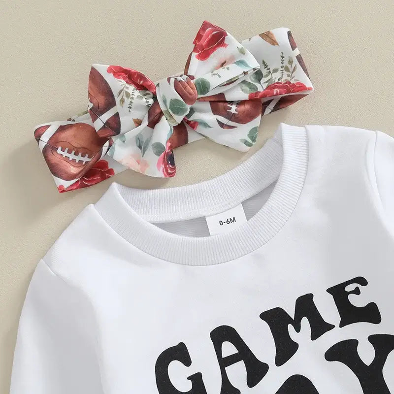 Long Sleeve Game Day Football Girls Pants Set