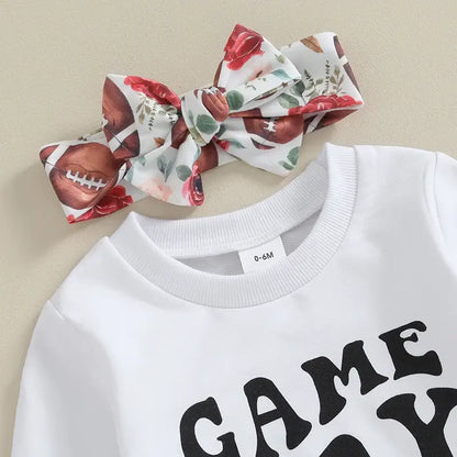 Long Sleeve Game Day Football Girls Pants Set