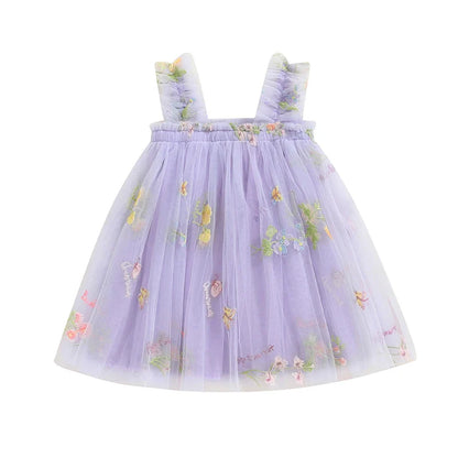 Embroidered Floral Tulle Princess Dress