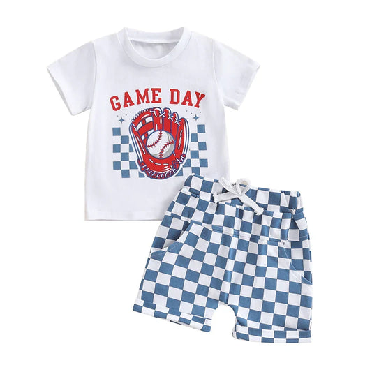 Checkered Baseball Baby Set
