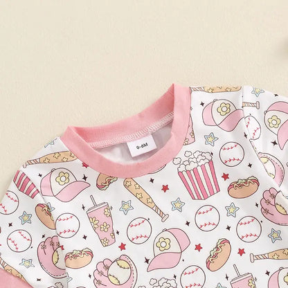 Pink Baseball Baby Girl Set