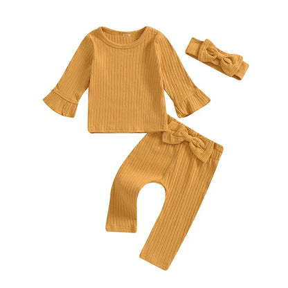 Ribbed Ruffled Sleeve Set