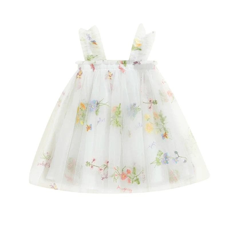 Embroidered Floral Tulle Princess Dress
