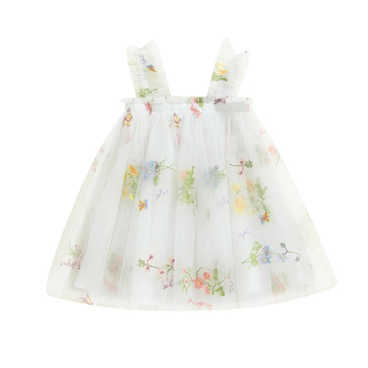Embroidered Floral Tulle Princess Dress
