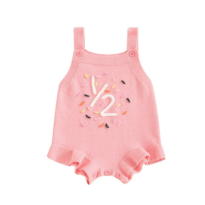 Half Birthday Embroidered Sprinkle Baby Romper