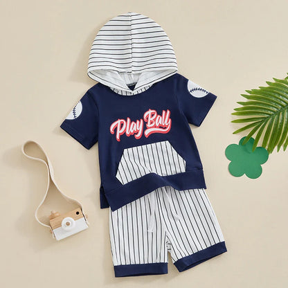 Play Ball Pinstripe Hooded Toddler Set