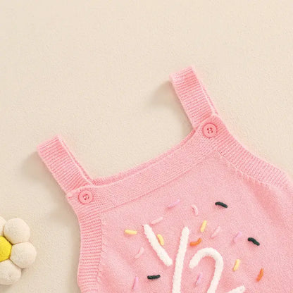 Half Birthday Embroidered Sprinkle Baby Romper