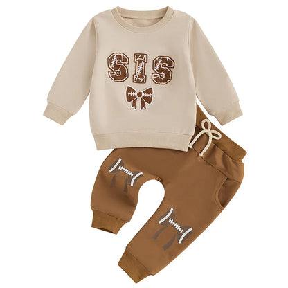 Long Sleeve Football Sis Baby Set