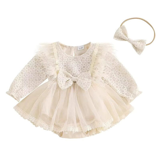 Long Sleeve Lace Baby Romper