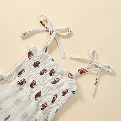 Football Tulle Baby Romper