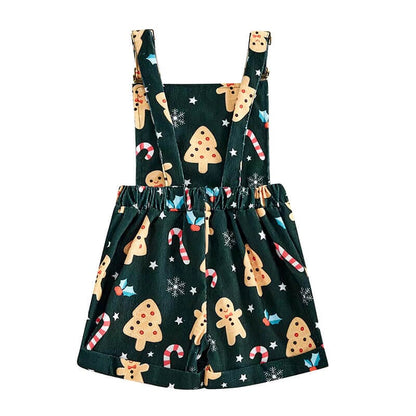 Gingerbread Cookie Overall Toddler Shorts Jumpsuit