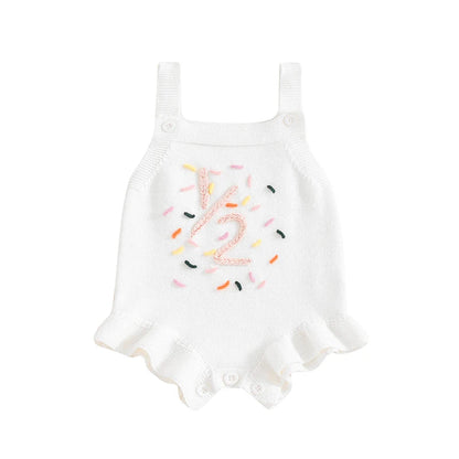 Half Birthday Embroidered Sprinkle Baby Romper
