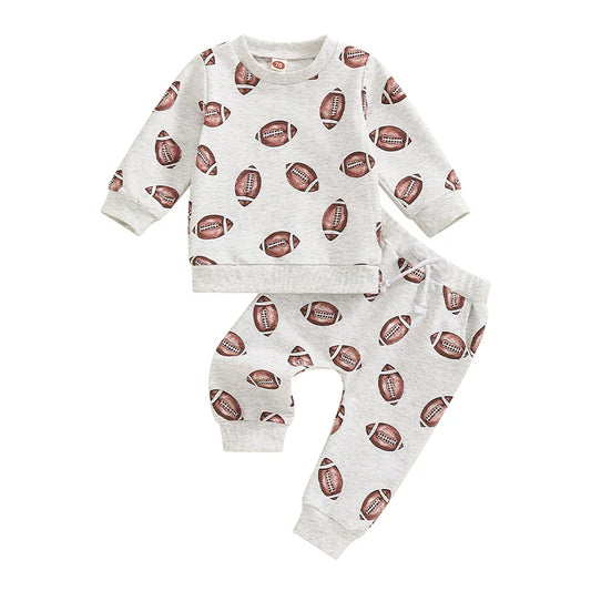 Long Sleeve Grey Football Toddler Set