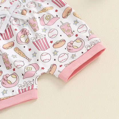 Pink Baseball Baby Girl Set