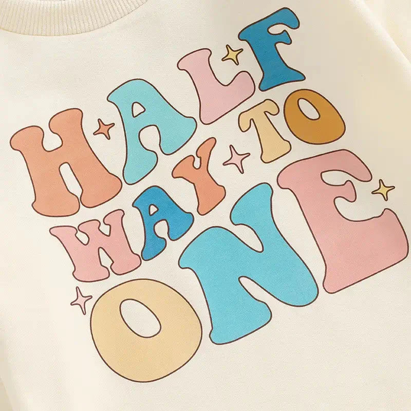 Half Way To One Retro Baby Bodysuit