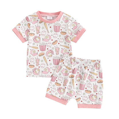 Pink Baseball Baby Girl Set