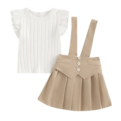 Pleated Suspender Skirt Toddler Set