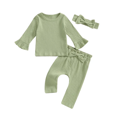 Ribbed Ruffled Sleeve Set