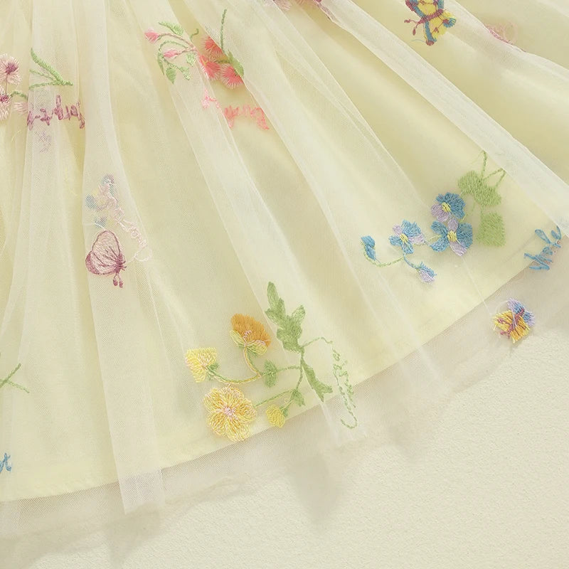 Embroidered Floral Tulle Princess Dress