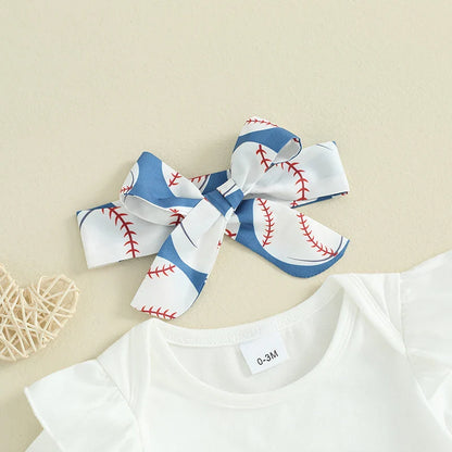Little Sister Baseball Baby Set
