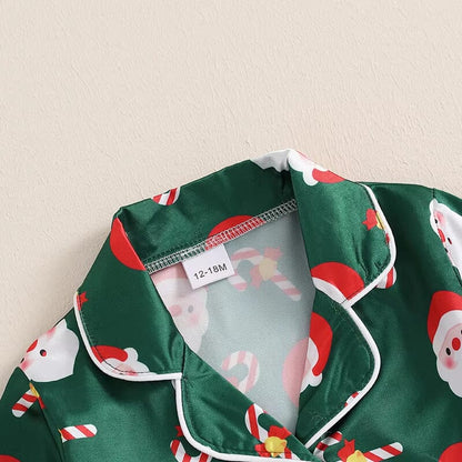 Santa Candy Cane Christmas Pajama Set