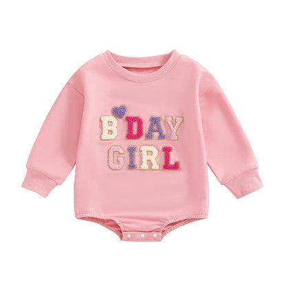 Birthday Chenille Letter Baby Bodysuit