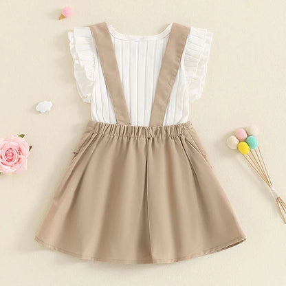 Pleated Suspender Skirt Toddler Set
