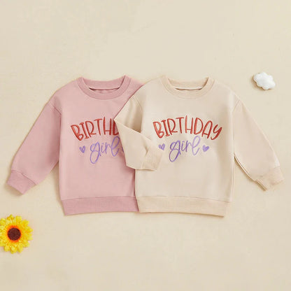 Embroidered Birthday Girl Toddler Sweatshirt