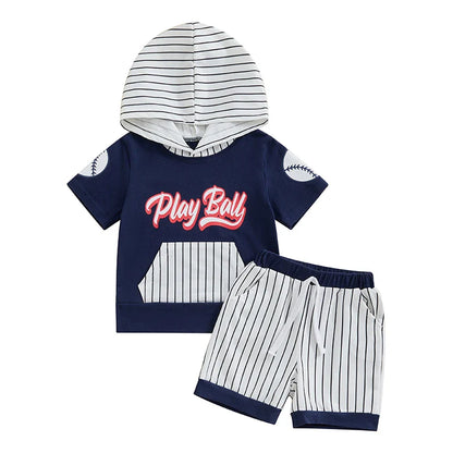 Play Ball Pinstripe Hooded Toddler Set