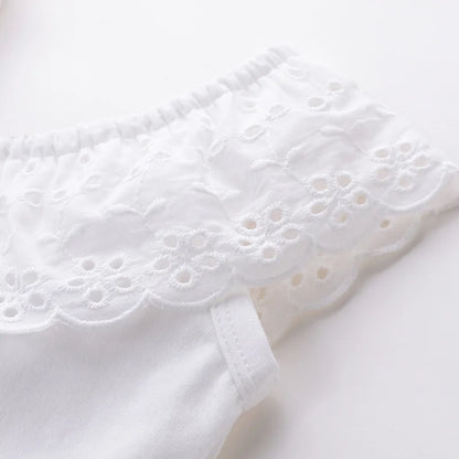 Eyelet Ruffle One-Shoulder Top Denim Shorts Toddler Set