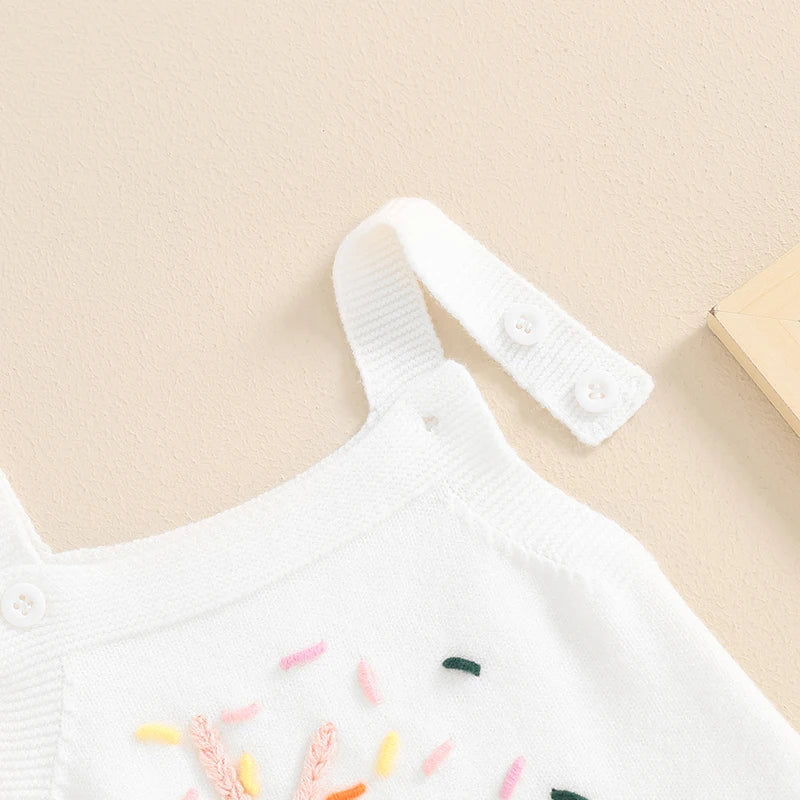 Half Birthday Embroidered Sprinkle Baby Romper
