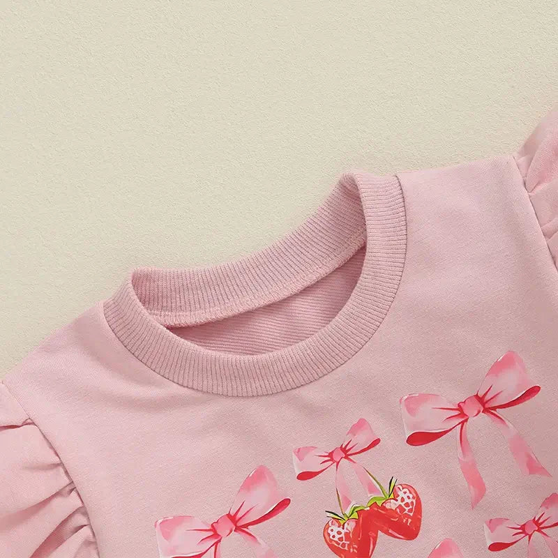 Long Sleeve Strawberries And Bows  Toddler Set